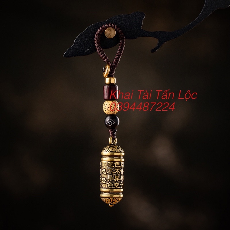 Móc khoá kinh luân đồng khắc tâm kinh kèm chú văn Tây Tạng