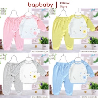 Bộ sơ sinh cài lệch Goodmama chất vải bozip size cho bé 0 đến 6 tháng tuổi