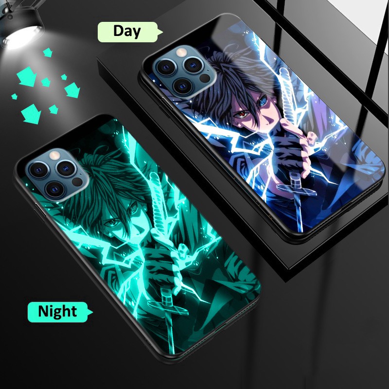 Ốp Điện Thoại Kính Dạ Quang In Hình Anime Naruto Cho Iphone 11 12 Pro 7 Plus 8 Plus 6 6s Plus X Xr Xs