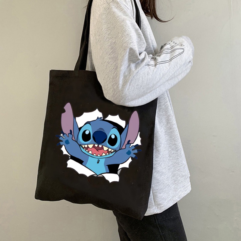 Túi Xách Canvas Cỡ Lớn In Hình Lilo Stitch Thời Trang Cho Nữ