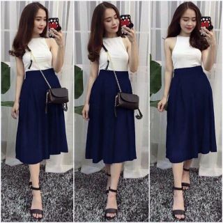 Quần ống rộng midi hình thật shop tự chụp