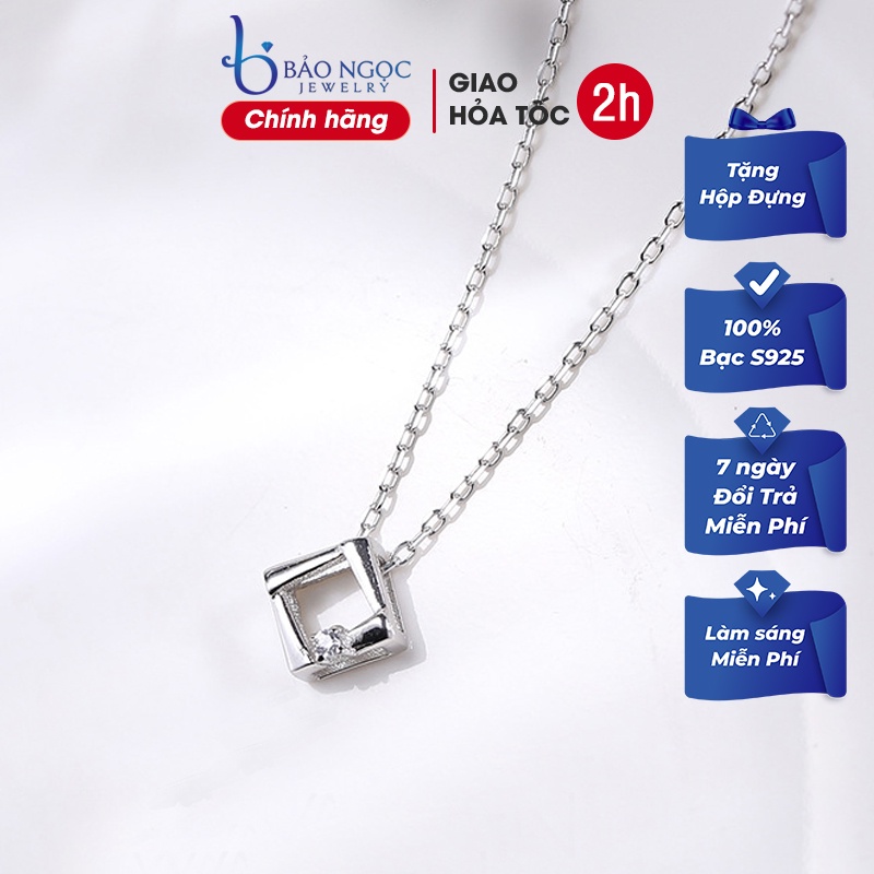 Dây chuyền nữ Hàn Quốc bạc ý S925 Hình Thoi Đính Đá - DB1586 Bảo Ngọc Jewelry
