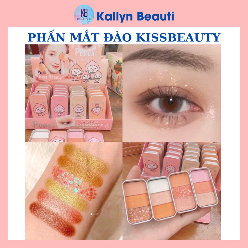 Bảng Mắt Nhũ 3 Màu Kiss Beauty Phấn Mắt Hàng Nội Địa Trung Kallyn Beauti