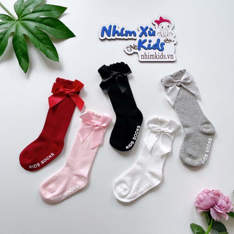 Tất Nơ Bé Gái Sơ Sinh Đến 12kg, Tất Lửng Xinh Xắn Nhiều Màu