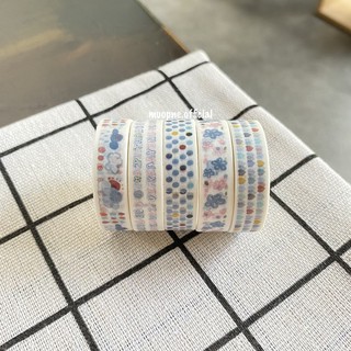 Washi tape màu xanh trắng trang trí nhật ký Bullet Journal/ Planner