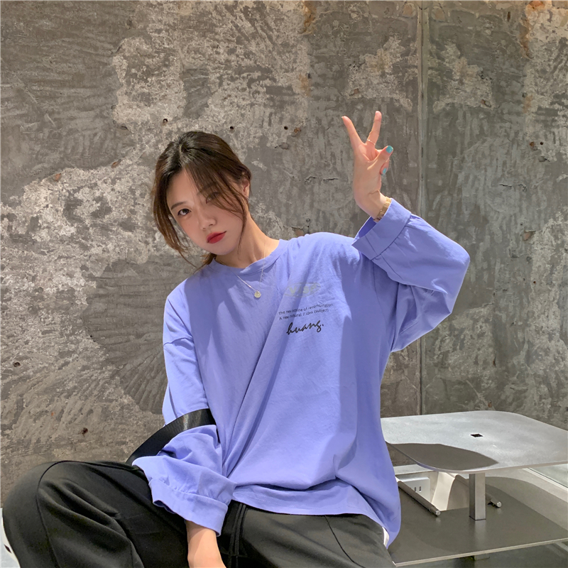 Áo Thun Tay Dài Cổ Tròn In Hoạ Tiết Thời Trang Mùa Thu Trẻ Trung