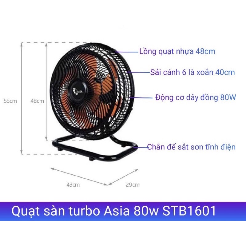 Quạt sàn Asia tubor -Bảo hành chính hãng 3 năm ,Giao hàng Hỏa tốc Trong ngày