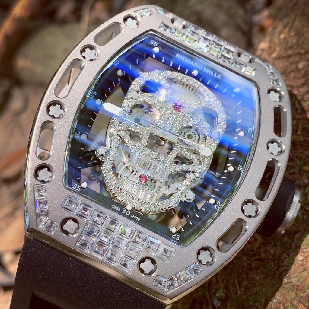 Đồng Hồ Nam RM SKULL Xuyên Thấu Size 42mm, Máy Cơ Automatic Nhật, Chống Nước