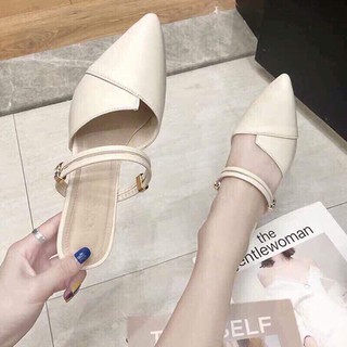 FREESHIP 50K Sandal nữ đế bệt mũi nhọn 2 quai ngang đi 2 kiểu ( 2 quai kép)