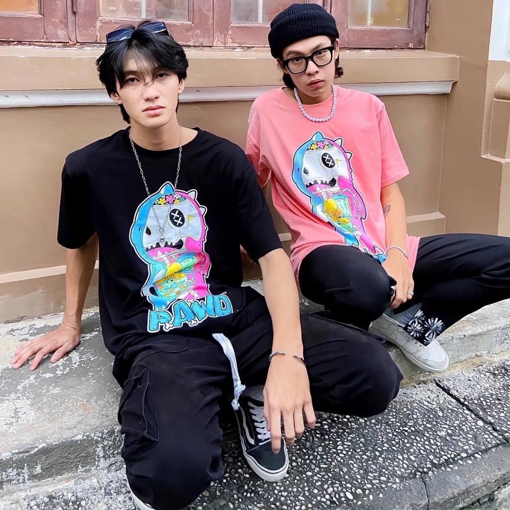 Áo thun Nam, nữ, Form rộng, tay lỡ, thân dài 4 màu Đen, Xanh, Hồng thời trang Unisex mới dành cho giới trẻ