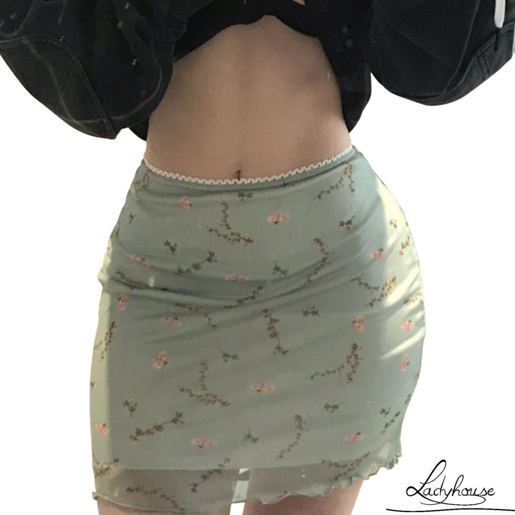 Chân Váy Bút Chì Lưng Cao Phối Lưới In Họa Tiết Hoa Phong Cách Cổ Điển Thời Trang Cho Nữ