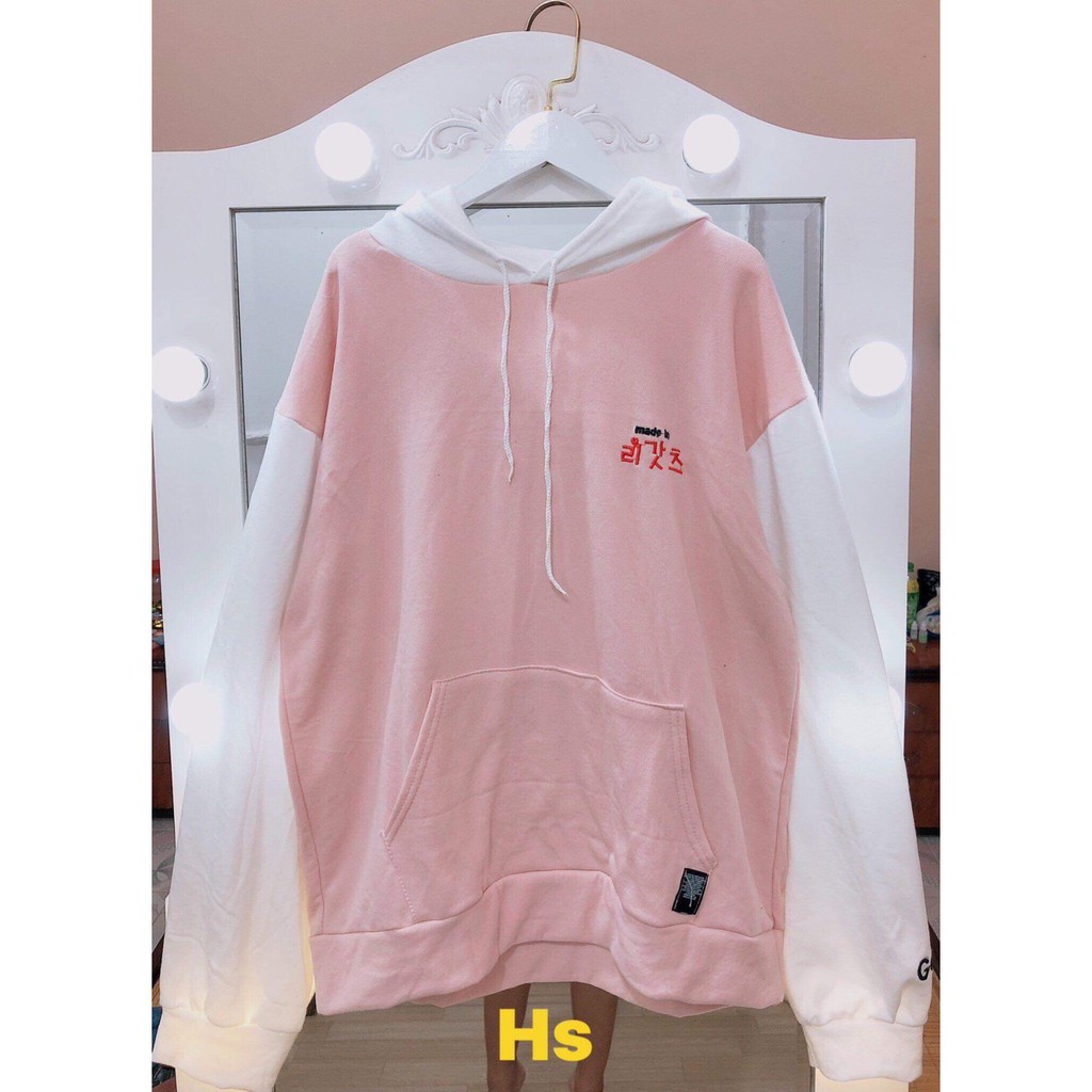 Áo Hoddie Nữ Hàn Quốc Phối Màu Hồng Trắng | BigBuy360 - bigbuy360.vn