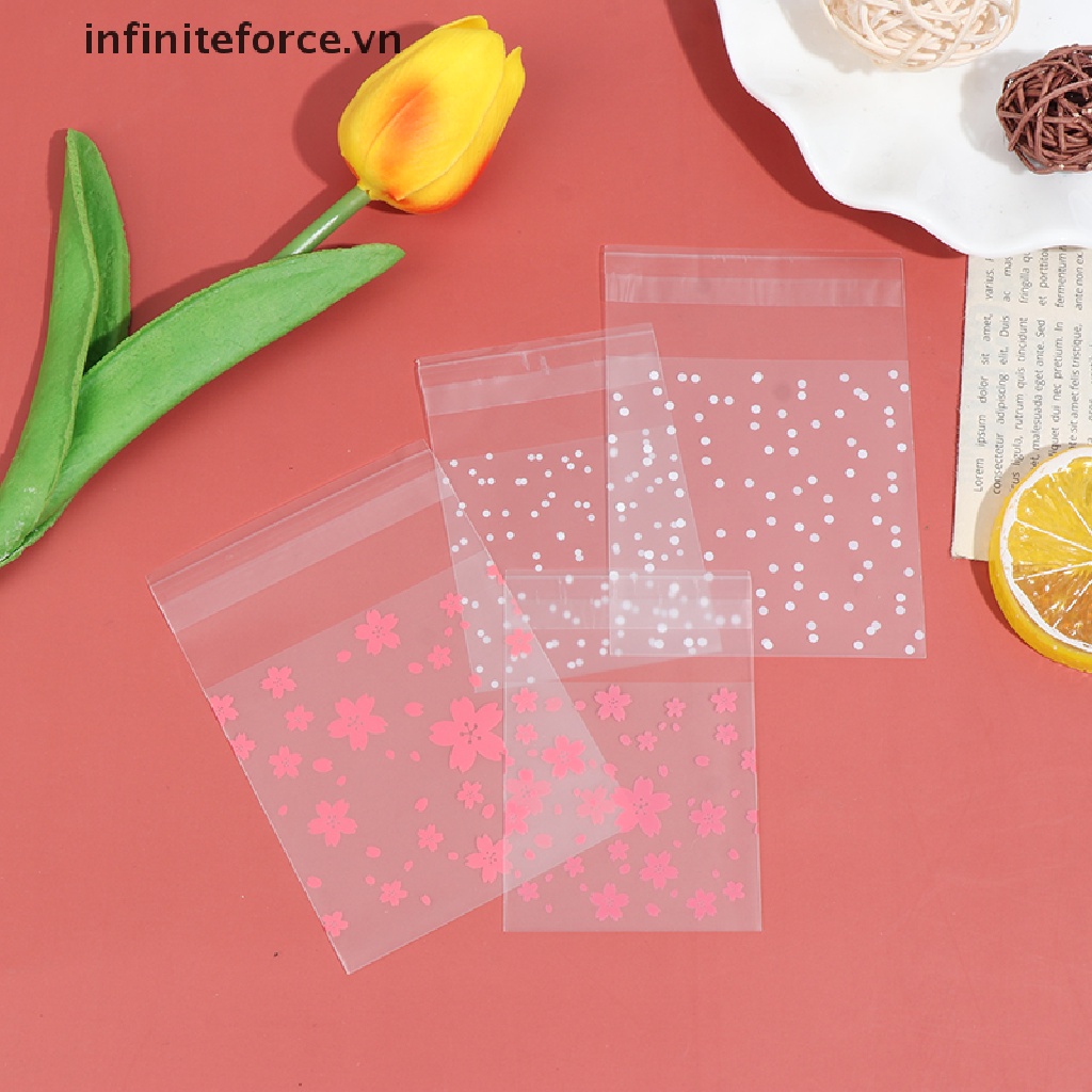 Set 100 túi nhựa in họa tiết dễ thương đựng bánh kẹo đa dụng