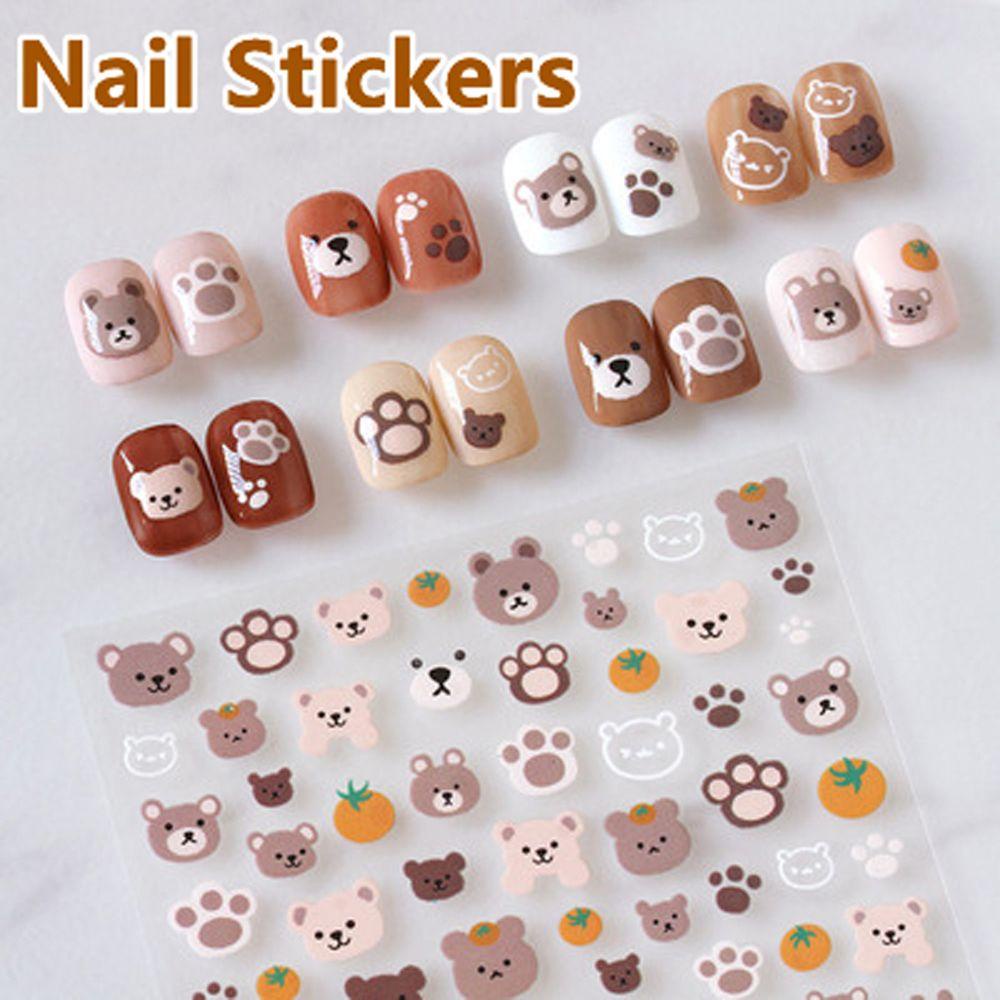 [Hàng mới về] Nhãn dán hình ngôi sao/thỏ/gấu trúc hoạt hình tự dính trang trí móng tay DIY cho nữ