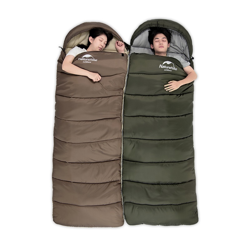 Túi Ngủ Mùa Đông Naturehike U250 NH20MSD07, Túi ngủ Cao Cấp Có Mũ Trùm, Lớp bông dày, Nhiệt Độ 5-15°C, Ghép Đôi - ĐI OUT