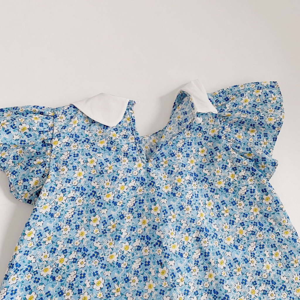 Váy Đầm Mùa Hè Dáng Chữ A Cho Bé Gái Họa Tiết Hoa Huệ Tây Sang Chảnh