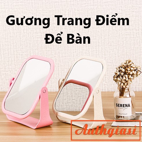 Gương Trang Điểm Để Bàn chữ nhật hình tròn siêu xinh và tiện dụng 360 độ có giá đỡ