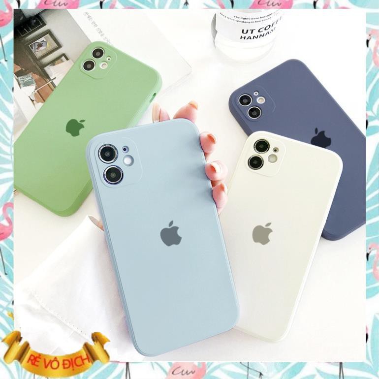 Ốp lưng iphone - Ốp iphone Logo táo lót nỉ 4 màu cạnh vuông BVC 5/5s/6/6plus/6splus/7/7plus/8/8plus/x/xs/11/12/pro/max