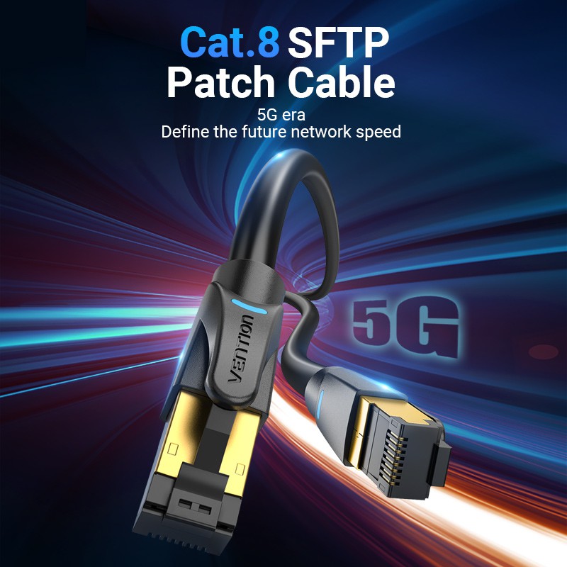 🔌📼 Dây Cáp Mạng 5G VENTION Ethernet Cat8 SFTP 40Gbps Cáp mạng RJ45 tốc độ siêu cao Đầu nối mạ vàng cho Modem