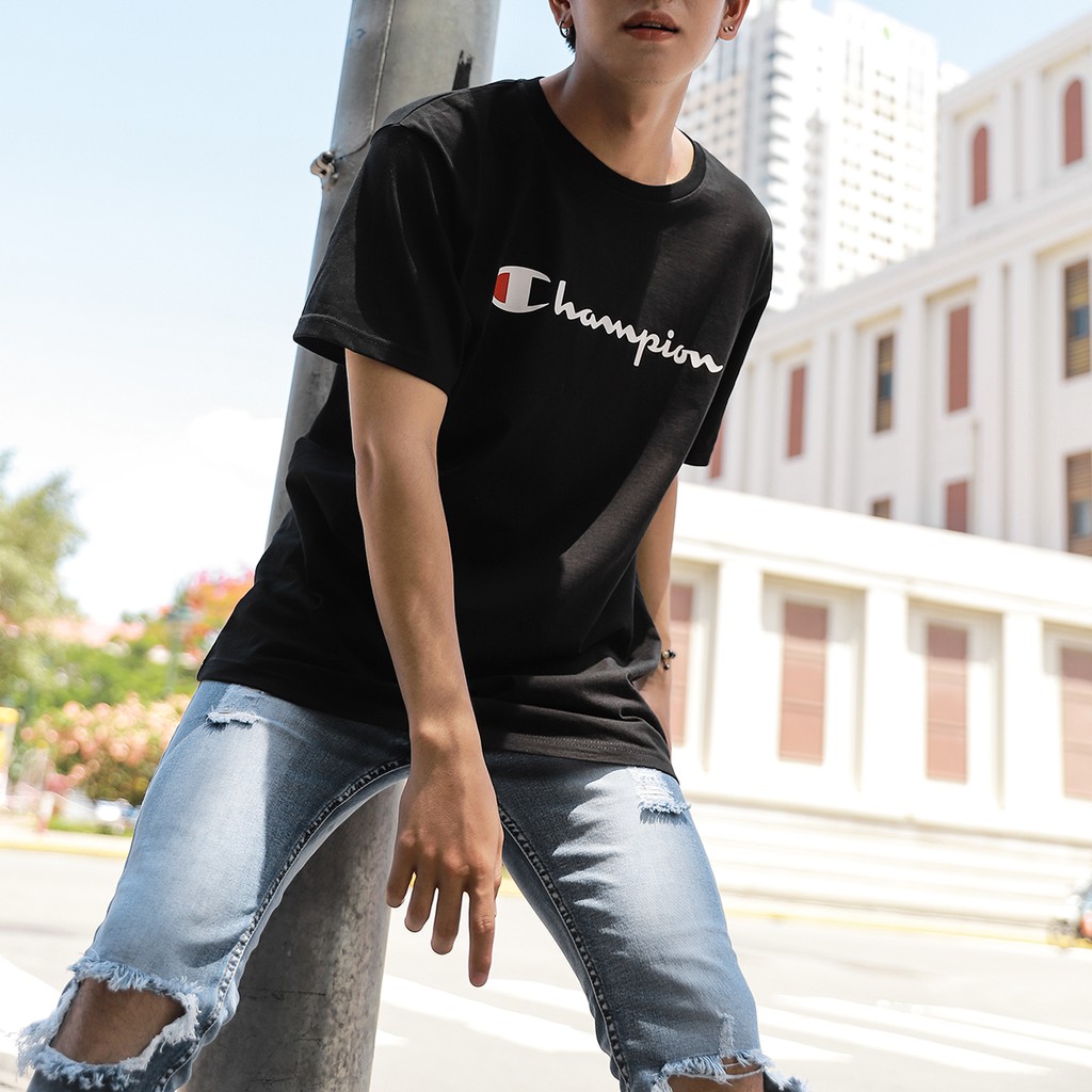 ÁO THUN CHAMPION BIG LOGO CHỮ IN MÀU ĐEN | BigBuy360 - bigbuy360.vn