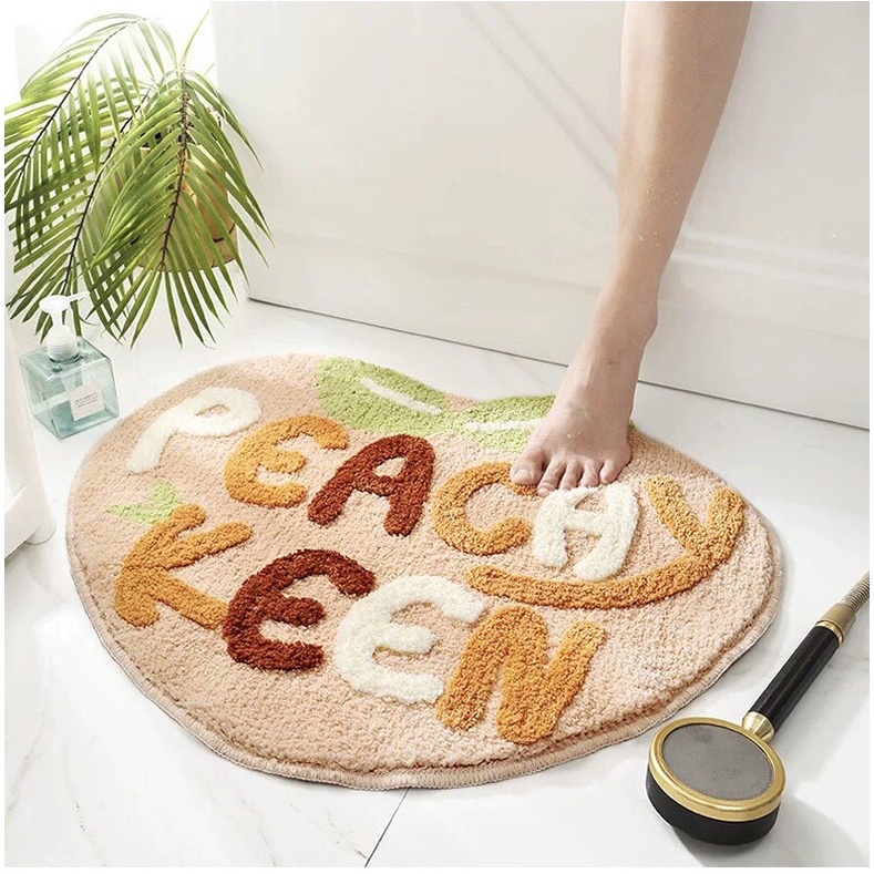 Thảm lau chân cotton siêu thấm nước có đế cao su chống trượt mẫu thảm hoa quả