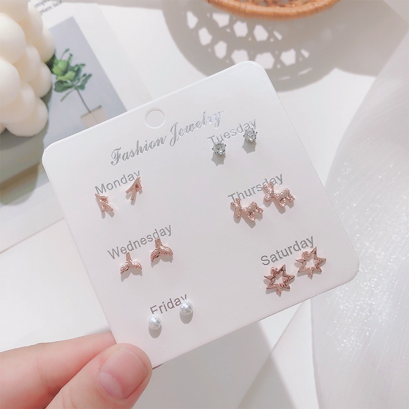 One Set 6 Cặp Hoa Tai Thời Trang Dành Cho Nữ