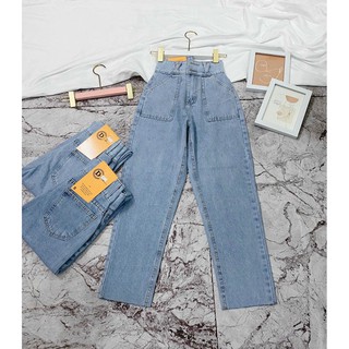 Quần jean hanoijean - quần jean nữ lưng cao quần bò ống rộng siêu hot hàng vnxk bg12