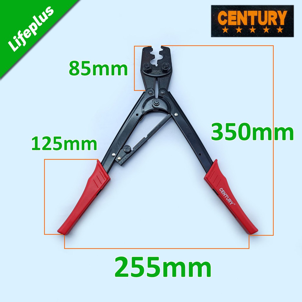 Kìm bấm cos cộng lực 350mm Century số 22 cho dây 8 - 22 mm², lõi tối đa Φ5.3mm
