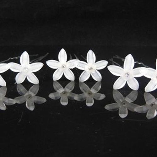 Bộ 20 trâm cài tóc chữ U gắn hình bông hoa màu trắng cho nữ