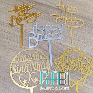 Topper cắm bánh mica chữ hpbd/cmsn