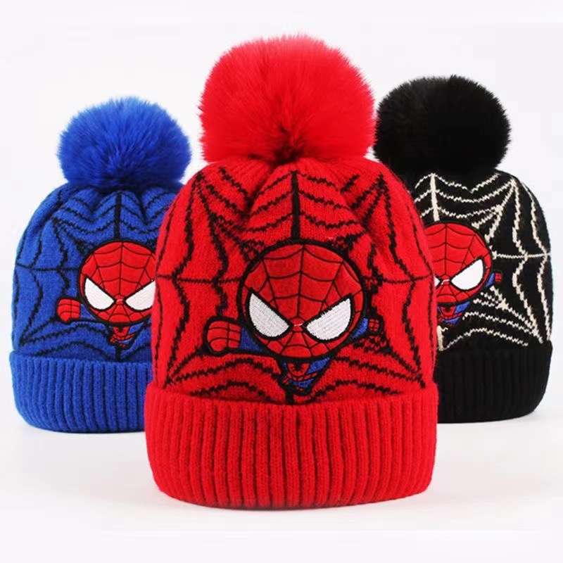 Mũ Beanie Cotton Dày Dặn Giữ Ấm Tai Họa Tiết Hoạt Hình Dễ Thương Cho Bé Mũ Dệt Kim Trẻ em