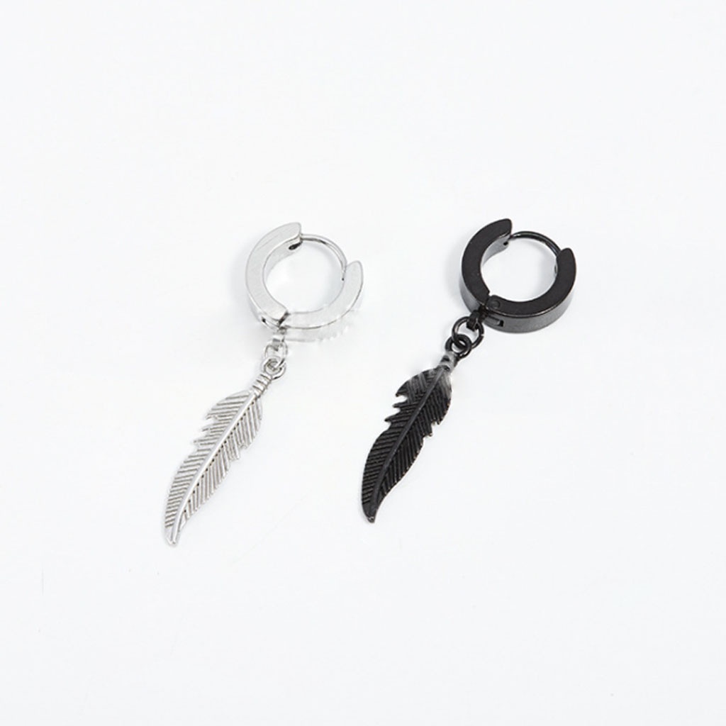 Khuyên tai hình lá cây, khuyên tai nam nữ đẹp, bằng thép titan siêu nhẹ, siêu bền không gỉ