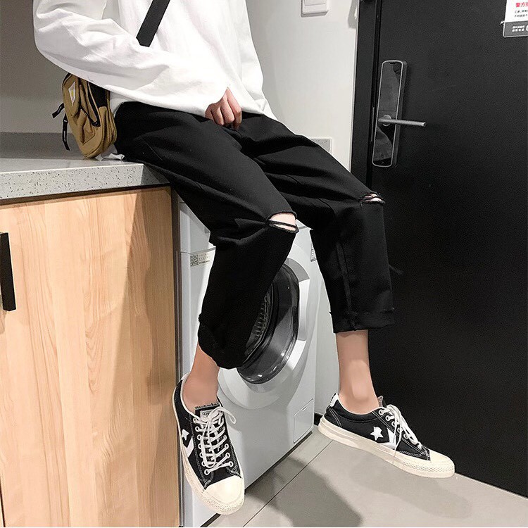 Quần jean Baggy Rách Hai Gối RGĐ-02 Style Hàn Quốc hot trend 2021 | BigBuy360 - bigbuy360.vn