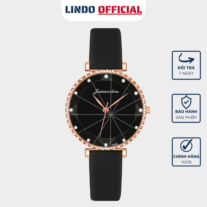 Đồng hồ nữ dây da chính hãng D-ZINER ND60 mặt tròn đẹp thời trang hàn quốc - LINDO