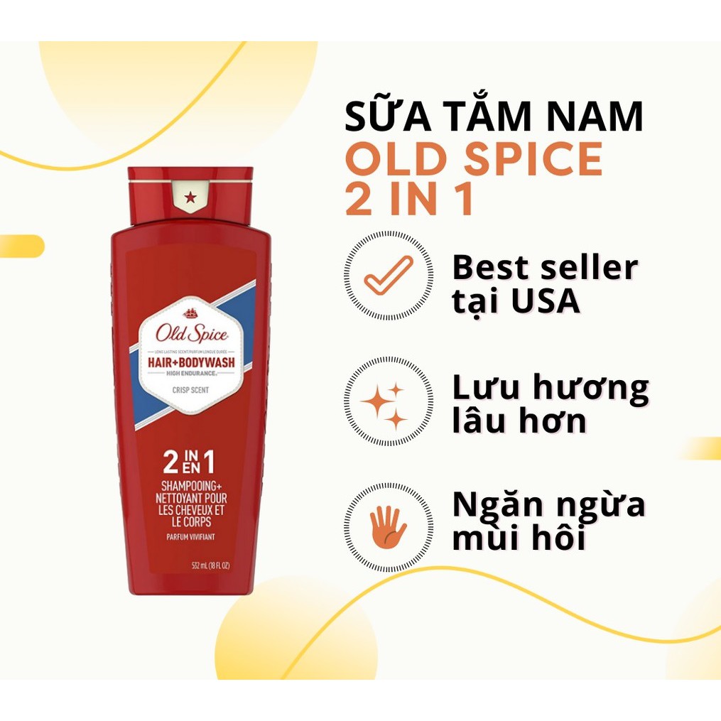 Old Spice 2 in 1 trong top 10 sữa tắm nam giới được khuyên dùng với hương thơm nam tính,mạnh mẽ 532ml  Mr.BB