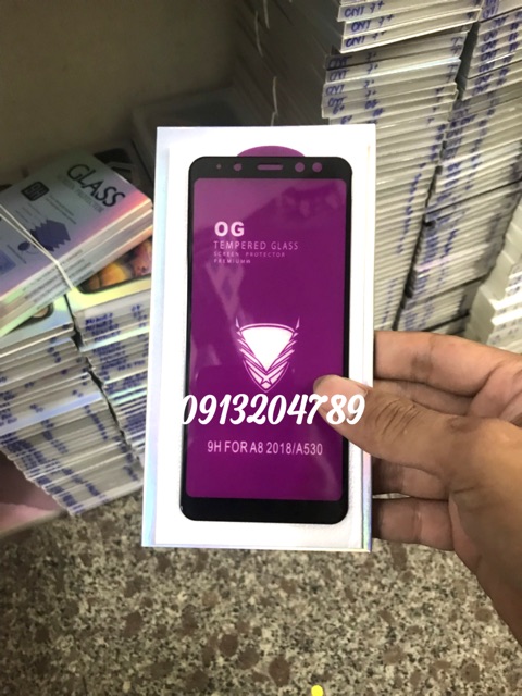 Kính Cường Lực OG Galaxy A8-2018 / A530 full màn khoang không thủng