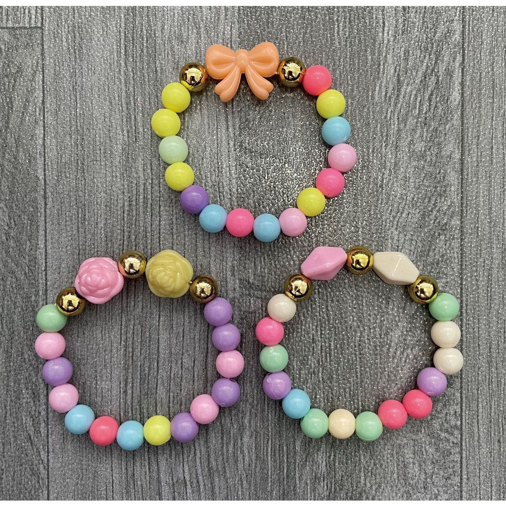 （1 vòng đeo tay）Vòng tay đính hạt nhiều màu sắc phong cách công chúa Hàn Quốc xinh xắn dành cho bé gái