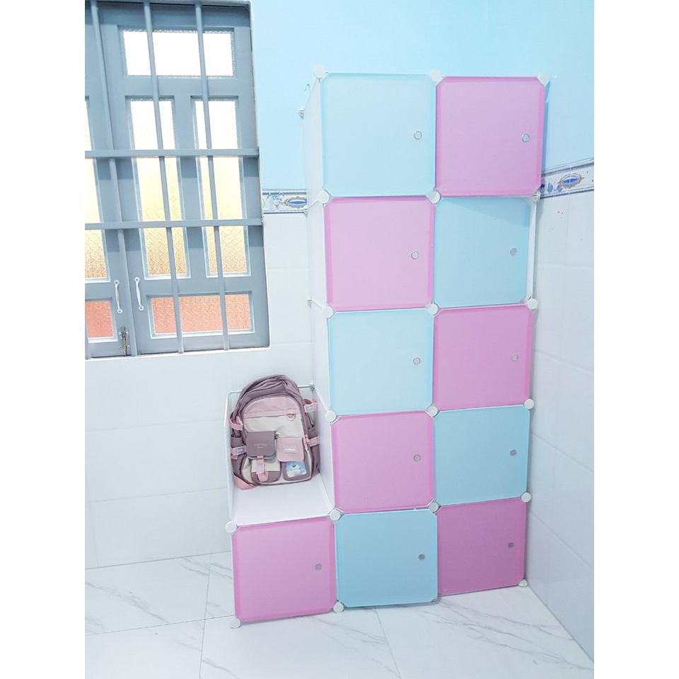 {TẶNG BÚA GỖ MINI} Tủ Nhựa Lắp Ghép Đa Năng 8 Ô Để Đồ Dùng Cá Nhân, Để Quần Áo - Bảo hành 1 năm