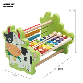 Bàn tính kèm đàn hình con vật( con bò, con thỏ)