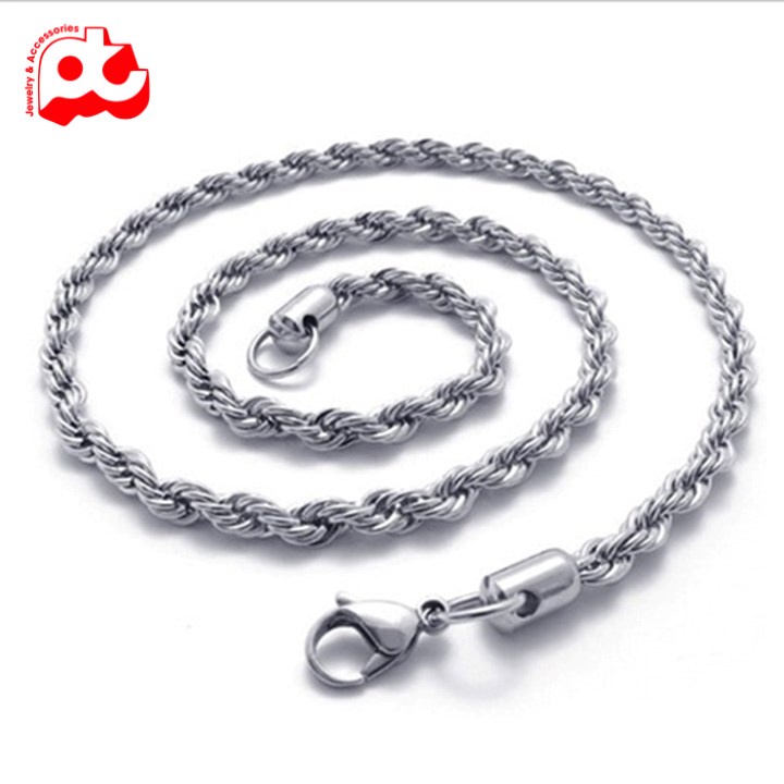 Dây chuyền dạng xoắn nam titan cao cấp đẹp sang trọng thép không gỉ buộc tàu PT JEWELRY màu trắng PTDCNA08