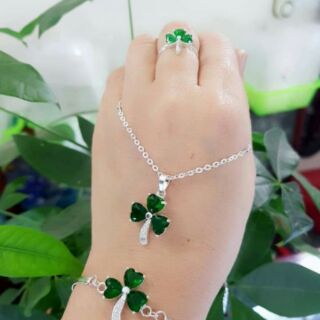 Bộ trang sức bạc ta cỏ 3 lá .