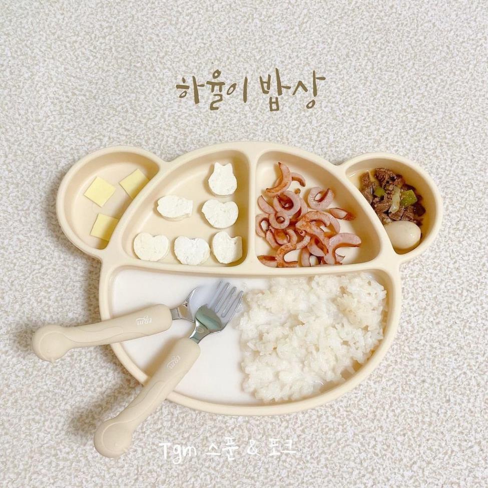Set thìa dĩa Silicone SPOON & FORK cho bé chính hãng TGM - Made in Hàn Quốc |Thìa dĩa Silicon tập ăn
