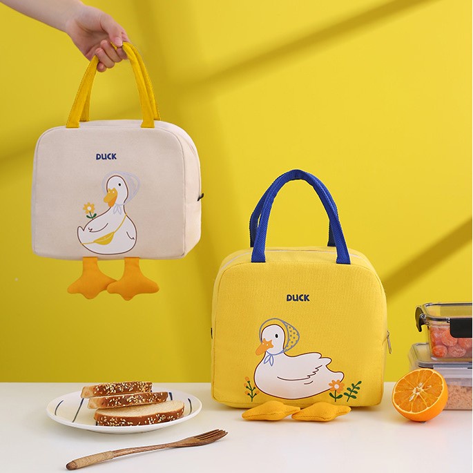 Túi giữ nhiệt đựng đồ ăn CHÚ VỊT cao cấp, 3 lớp, khoá kéo, chống thấm, túi đựng cơm giữ nhiệt văn phòng loại 1