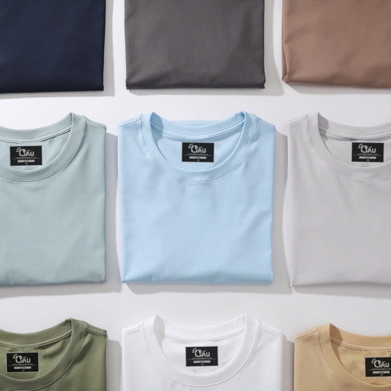 Áo thun nam trơn GẤU 194 unisex cổ tròn tay ngắn vải coton co dãn, dày dặn - form regular fit - TRON COTON