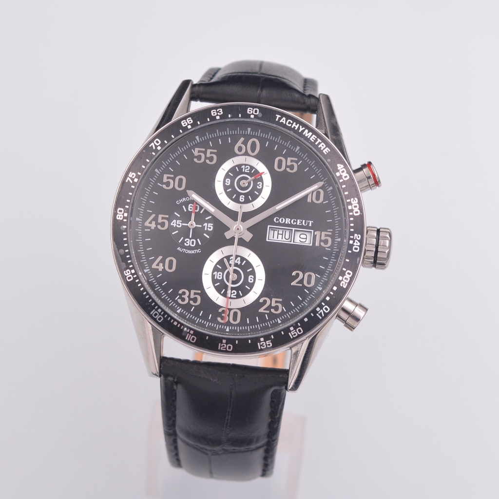 Đồng hồ nam Automatic Nhật siêu mỏng hàng chính hãng- máy Corgeut cao cấp dây da đen bản 43mm sang trọng
