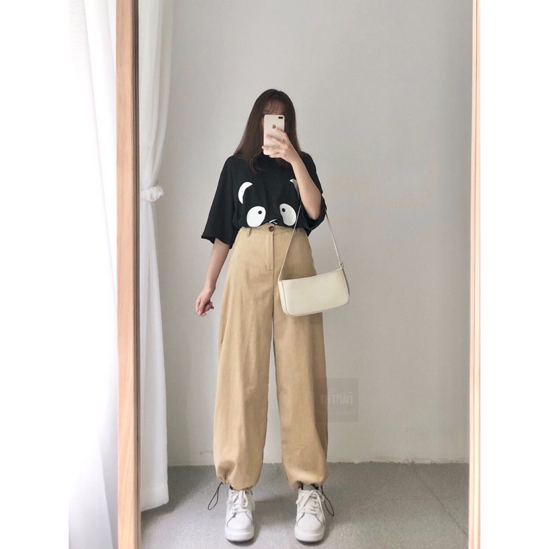 Quần Jogger Nhung tăm rút gấu ( Ảnh Thật)