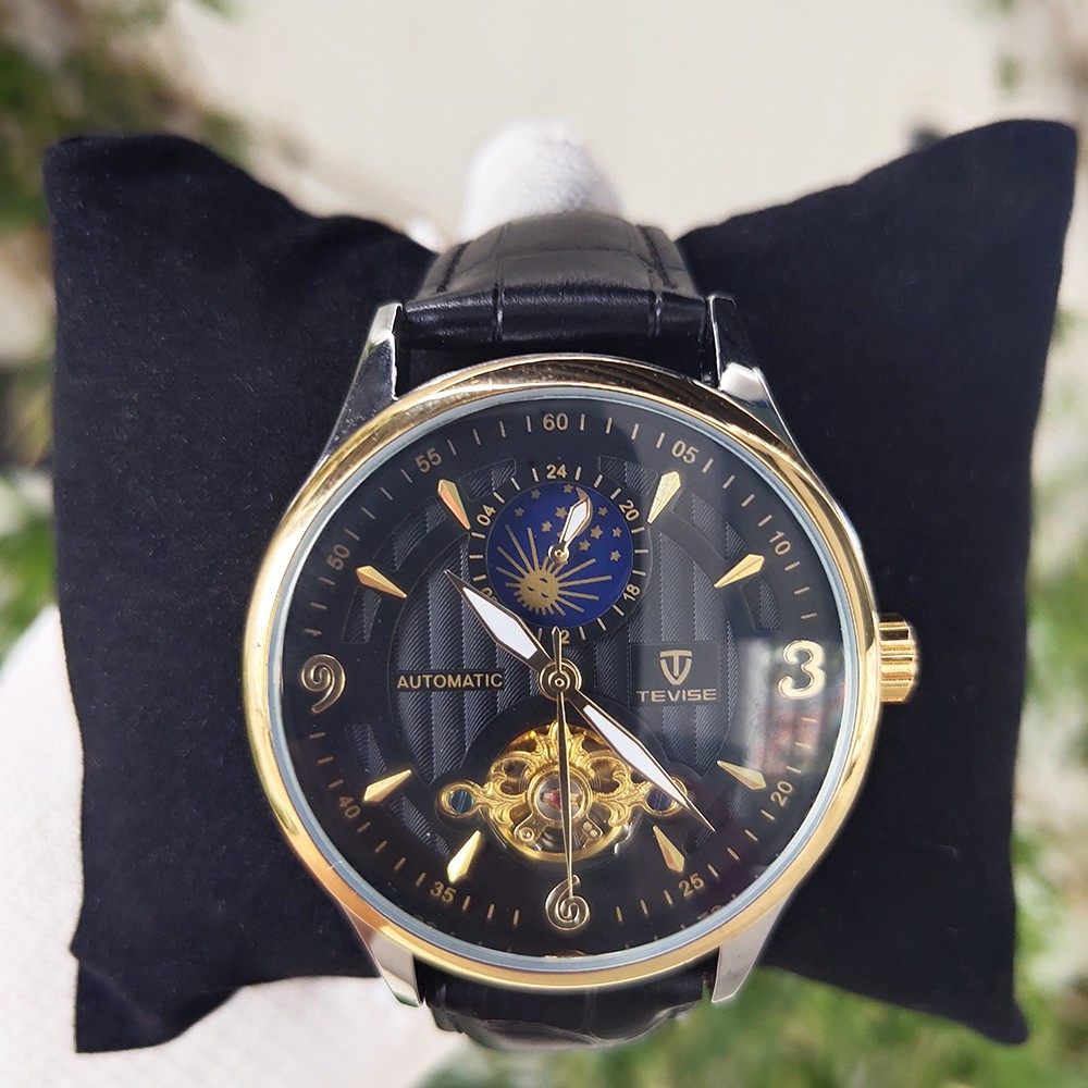 Đồng hồ nam TEVISE T820 automatic, Dây da cao cấp, Full hộp, chống nước, chống xước, Thẻ bảo hành 3 năm