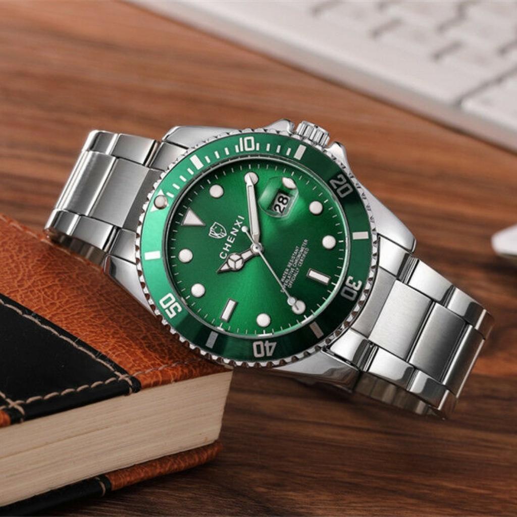 Đồng hồ nam CHENXI- CX085G, đồng hồ thời trang mặt xanh phong cách thợ lặn submariner | BigBuy360 - bigbuy360.vn