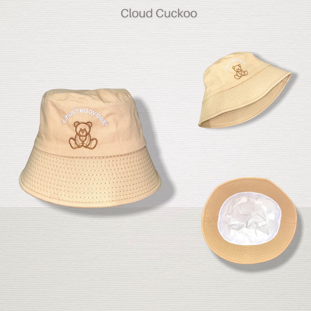 Mũ Bucket Thêu Hình Gấu Bear Teddy Nâu Phom Mũ Bé Cho Bạn Nũ Đầu Nhỏ - Mã Số: MBK01873