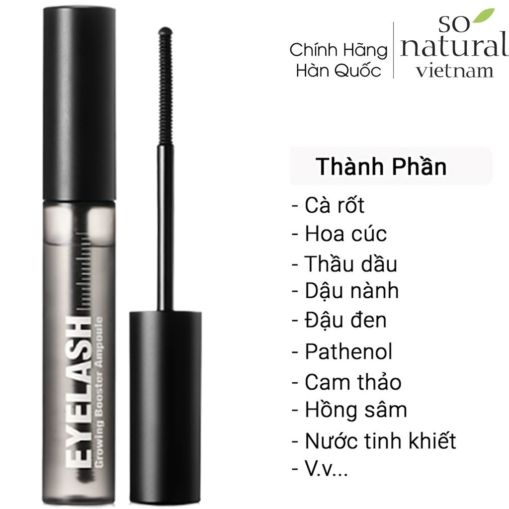 Tinh Chất Dưỡng Mi Cong Mượt Dày So Natural Eyelash Growing Booster Ampoule 9ml Nhập Khẩu  Hàn Quốc Chuẩn